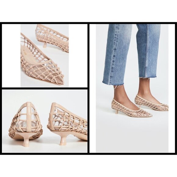 💕CULT GAIA💕 Kenny Pump Mule ~ Pointed Toe Basket Weave Leather Sand EU 41 NWT - Picture 6 of 16